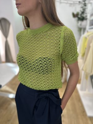 T-shirt traforata verde lime